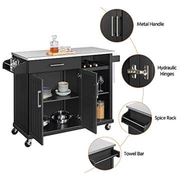 Stylish Yaheetech Kitchen Cart with Storage Solutions