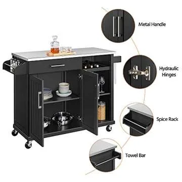 Stylish Yaheetech Kitchen Cart with Storage Solutions