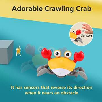 Crawling Crab Baby Toy Gifts: Tummy Time Toys Walking Dancing Cute Essentials Electric Induction Sen...