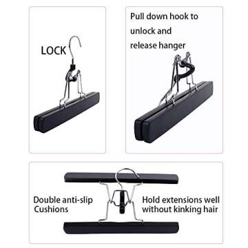 RJMBMUP Hair Extensions Hanger with Storage Bag Hairpieces Storage Holder Wigs Carrier Case for Store Style Hair Black Color