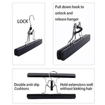 RJMBMUP Hair Extensions Hanger with Storage Bag Hairpieces Storage Holder Wigs Carrier Case for Store Style Hair Black Color