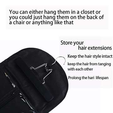 RJMBMUP Hair Extensions Hanger with Storage Bag Hairpieces Storage Holder Wigs Carrier Case for Store Style Hair Black Color