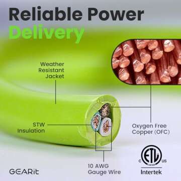 GEARit 30-Amp RV Extension Cord 75 Feet for Outdoor Use