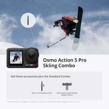 DJI Osmo Action 5 Pro Skiing Combo, Action Camera 4K Ideal for Skiers with 4hrs Extended Battery Lif...