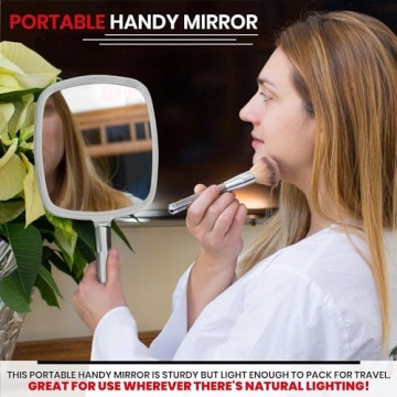 MIRRORVANA Handheld Haircut Mirror - Large Ergonomic Silver Style