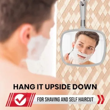 MIRRORVANA Handheld Haircut Mirror - Large Ergonomic Silver Style