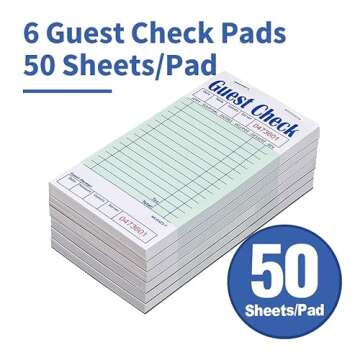 Batrical Guest Checks Server Note Pads 300 Sheets Waitress Notepad for Restaurants (6 Books) 3.5" x 6.75" Per Ticket Book