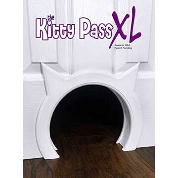 The Kitty Pass XL Cat Door for Interior Door - Cat Hole Kitty Door for Hidden Litter Box - Pet Door for Cats up to 30 lbs - Semi Gloss White Extra Large Cat Door Interior Door