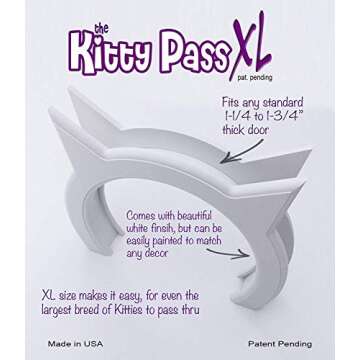 The Kitty Pass XL Cat Door for Interior Door - Cat Hole Kitty Door for Hidden Litter Box - Pet Door for Cats up to 30 lbs - Semi Gloss White Extra Large Cat Door Interior Door
