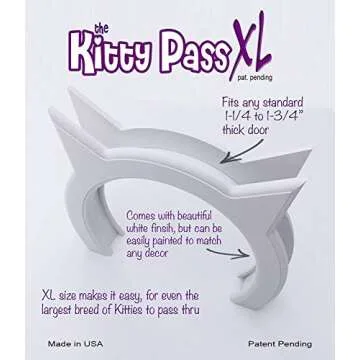 The Kitty Pass XL Cat Door for Interior Door - Cat Hole Kitty Door for Hidden Litter Box - Pet Door for Cats up to 30 lbs - Semi Gloss White Extra Large Cat Door Interior Door