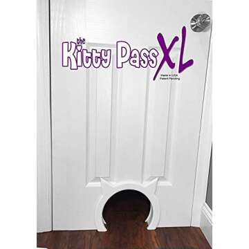 The Kitty Pass XL Cat Door for Interior Door - Cat Hole Kitty Door for Hidden Litter Box - Pet Door for Cats up to 30 lbs - Semi Gloss White Extra Large Cat Door Interior Door