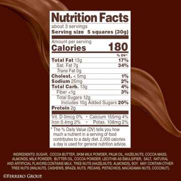 Ferrero Rocher Premium Chocolate Bars, 8 Pack, Milk Chocolate Hazelnut & Almond, Luxury Chocolate, Individually Wrapped Holiday Treats, 3.1 oz Each