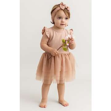 O2 BABY Organic Cotton Baby Ruffle Romper with Headband