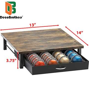 DecoBrothers Elegant Vertuo Pod Holder Drawer, 24 Large or 48 Small Nespresso Capsule Storage