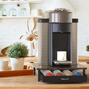 DecoBrothers Elegant Vertuo Pod Holder Drawer, 24 Large or 48 Small Nespresso Capsule Storage