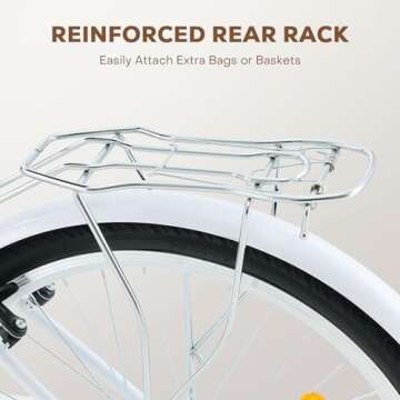 Viribus Beach Cruiser Bike for Women, Female Cruiser Bike 26 in, Womens Bike with Basket 1 Speed, Cruiser Bike for Short Women with Rack, Retro Step Through Bike, Commute Bicycle Ladies Light Blue