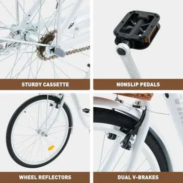 Viribus Beach Cruiser Bike for Women, Female Cruiser Bike 26 in, Womens Bike with Basket 1 Speed, Cruiser Bike for Short Women with Rack, Retro Step Through Bike, Commute Bicycle Ladies Light Blue