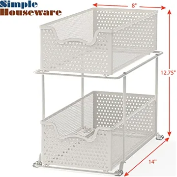 White 2-Tier Sliding Cabinet Basket Organizer Drawer