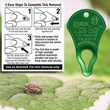 The Original Tick Key -Tick Detaching Device - Portable, Safe and Highly Effective Tick Detaching To...