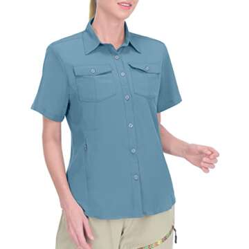 Little Donkey Andy Women's Stretch Quick Dry UPF50+ Short Sleeve Shirt for Hiking, Travel, Camping Slate Size S
