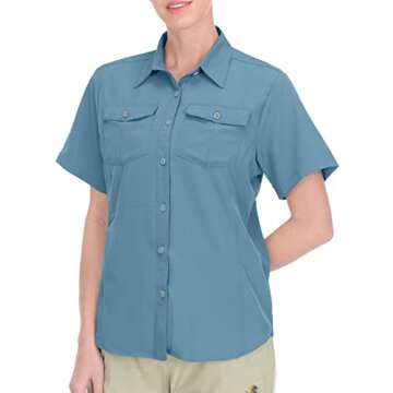 Little Donkey Andy Women's Stretch Quick Dry UPF50+ Short Sleeve Shirt for Hiking, Travel, Camping Slate Size S