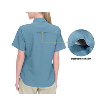 Little Donkey Andy Women's Stretch Quick Dry UPF50+ Short Sleeve Shirt for Hiking, Travel, Camping Slate Size S