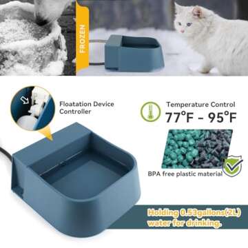 PETLESO Heated Water Bowl Automatic Dog Waterer, Heated Dog Bowl with Auto Fill, Water Waterer with ...