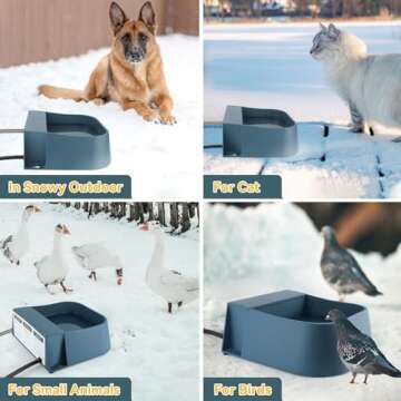 PETLESO Heated Water Bowl Automatic Dog Waterer, Heated Dog Bowl with Auto Fill, Water Waterer with Heater for Dogs, Cats, Chickens, Feral Animals, 2L