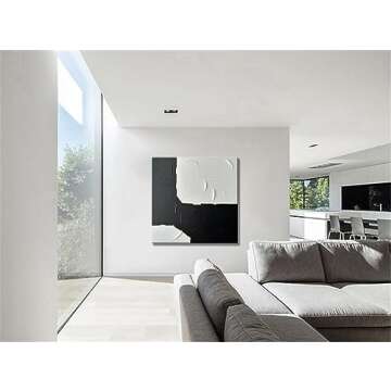 zoinart Hand Painted Black and White Canvas Wall Art 36x36 Inches Abstract Wall Paintings Modern Contemporary Minimalism Textured Artwork Home Decorations for Living Room Bedroom