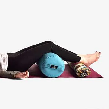 Hugger Mugger Round Yoga Bolster - Aqua - Firm Round Shape, Higher Profile, Great Under Knees, Soft Support, Handmade in The USA