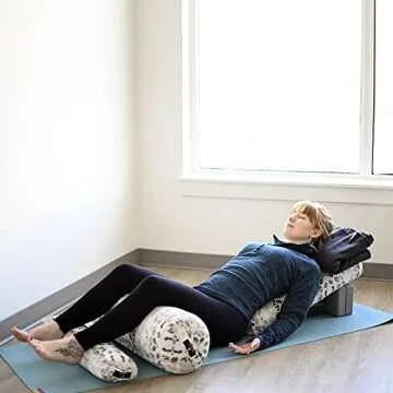 Hugger Mugger Round Yoga Bolster - Aqua - Firm Round Shape, Higher Profile, Great Under Knees, Soft Support, Handmade in The USA