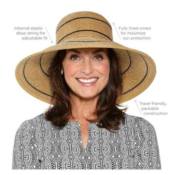 Coolibar UPF 50+ Women's Aubrey Wide Brim Beach Hat - Stylish Sun Protection