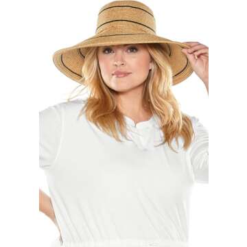Coolibar Women’s Aubrey Wide Brim Beach Hat - Sun Safe Style