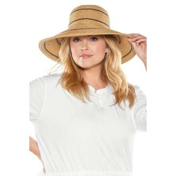 Coolibar Women’s Aubrey Wide Brim Beach Hat - Sun Safe Style