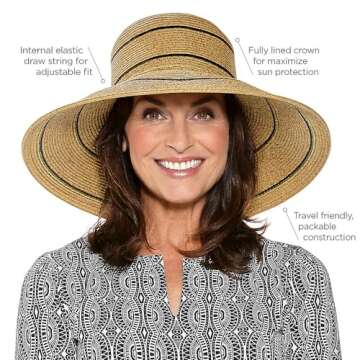 Coolibar Women’s Aubrey Wide Brim Beach Hat - Sun Safe Style