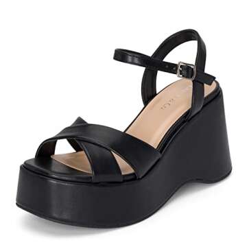 Chariot & Co -Daystar- Womens Open Toe Ankle Strap Wedges Heels Platform Trendy Summer Sandals
