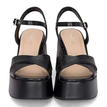 Chariot & Co -Daystar- Womens Open Toe Ankle Strap Wedges Heels Platform Trendy Summer Sandals
