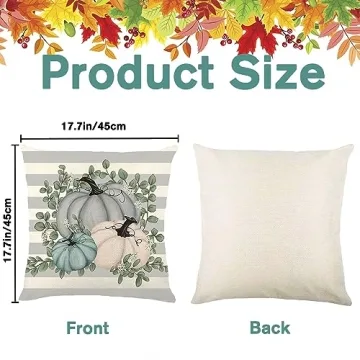 YUJUN 4 Pack Fall Pillow Covers Blue Pumpkins 18"