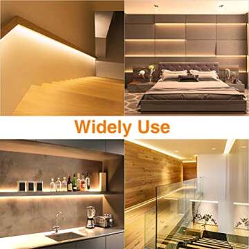 Warm LED Strip Lights,Onforu16.4ft Dimmable Strip Lighting,3000K 5m 12v Tape Light, 2835 LEDs Flexible Warm White Rope Light for Home,Kitchen,Under Cabinet,Bedroom, Christmas Decor, Non-Waterproof