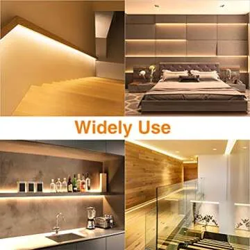 Warm LED Strip Lights,Onforu16.4ft Dimmable Strip Lighting,3000K 5m 12v Tape Light, 2835 LEDs Flexible Warm White Rope Light for Home,Kitchen,Under Cabinet,Bedroom, Christmas Decor, Non-Waterproof
