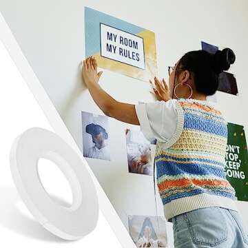 Kesote 5 Rolls Double Sided Tape for Crafts Scrapbooking Card Making, 1/4" Thin Double Sided Adhesive Tape Roll