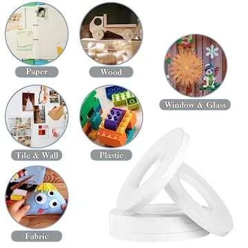 Kesote 5 Rolls Double Sided Tape for Crafts Scrapbooking Card Making, 1/4" Thin Double Sided Adhesive Tape Roll