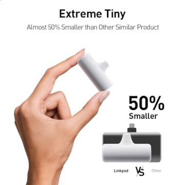 LinkPod Mini Portable Charger, 15W USB C Small Power Bank Fast Charging Docking 3500mAh Battery Pack Compatible with iPhone 15/15 Plus/15 Pro/15 Pro Max Series,iPad,Samsung/Huawei Andriod
