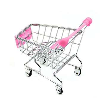 Hvogvok Mini Supermarket Handcart, 2 Pcs Mini Shopping Cart Shopping Utility Cart Mode Storage Toy Office Decor(Pink,Yellow) Toy Shopping cart