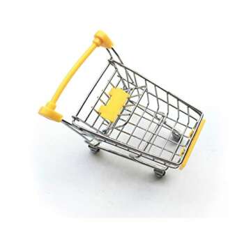 Hvogvok Mini Supermarket Handcart, 2 Pcs Mini Shopping Cart Shopping Utility Cart Mode Storage Toy Office Decor(Pink,Yellow) Toy Shopping cart
