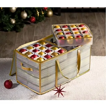 ZOBER Ornament Storage Box - Holds 128 Christmas Ornaments
