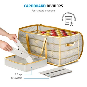 ZOBER Ornament Storage Box - Holds 128 Christmas Ornaments