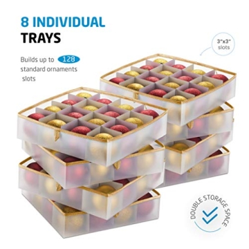 ZOBER Ornament Storage Box - Holds 128 Christmas Ornaments