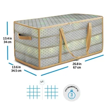 ZOBER Ornament Storage Box - Holds 128 Christmas Ornaments