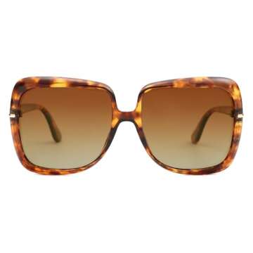 VANLINKER Polarized Oversized Big Trendy Square 70s Sunglasses VL9836,Tortoise